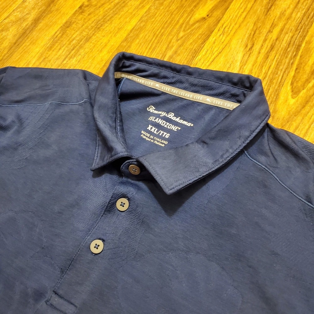 Tommy Bahama Island Zone Polo Shirt‎ Men 2XL Blue Floral Golf